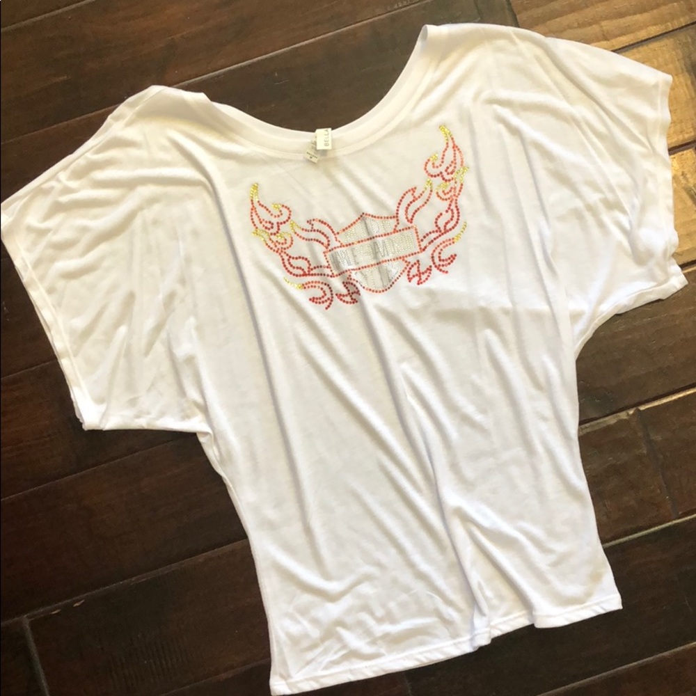 Ladies white Harley-Davidson shirt with rhinestone